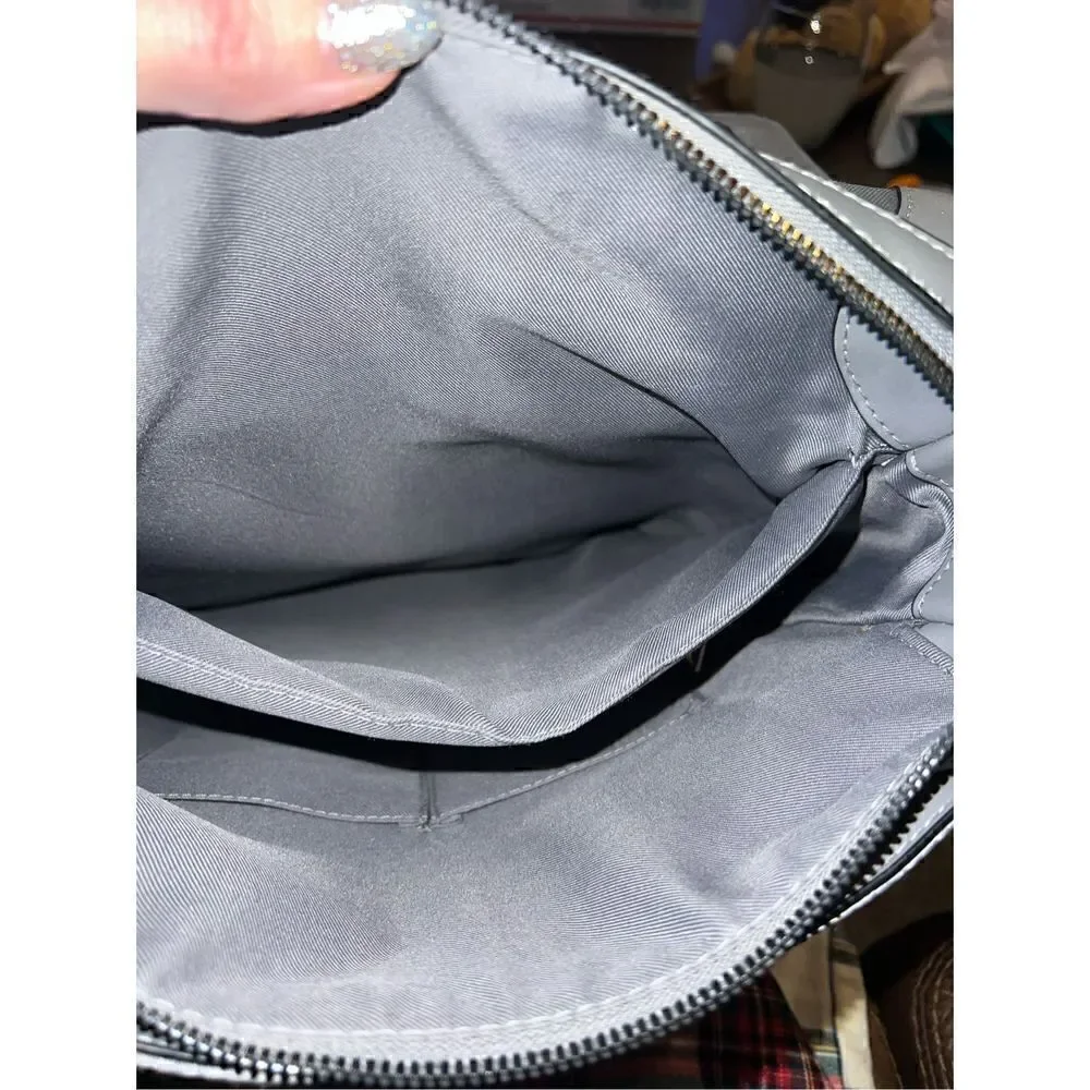 Backpack A New Day Light Gray Zip Top Faux Leather Commuter Adjustable Straps